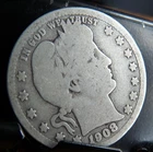 1908 D Barber Quarter Circulated - Actual Coin
