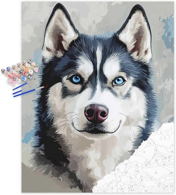 #ad Husky Paint by Numbers Kit for Adults Siberian Dog 16x20 Canvas Art $27.99