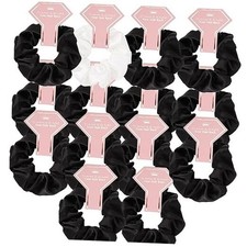 Satin Bridesmaid Scrunchies Bridesmaid Proposal Gifts Set of 14 Black