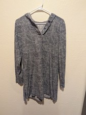 Coolibar Womens Sun Protection Beach Size S UPF 50+ Coverup Hooded Black Gray