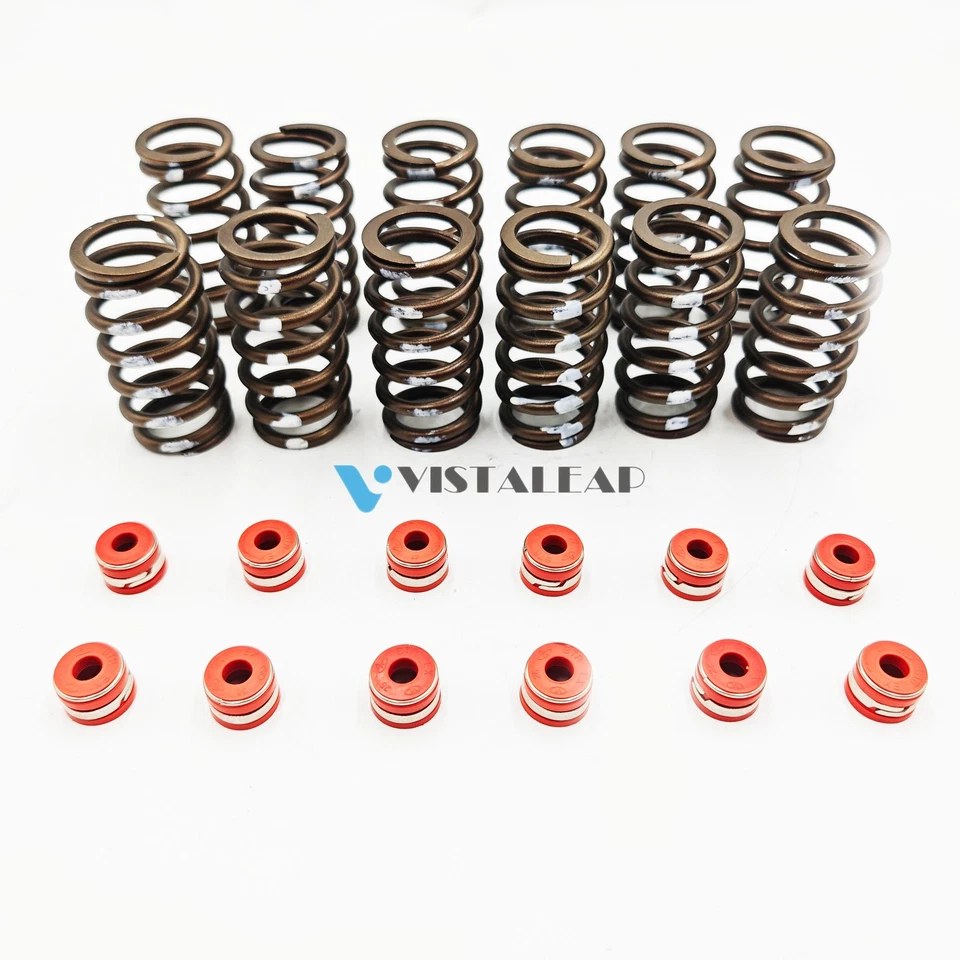 NEW 60# long Spring +12Pcs SEAL VALVE STEM OEM FOR DCEC Cummins 1989-1998 Dodge Foto 2 de 4