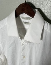 Suitsupply Dress Shirt Mens 17 43 Solid White Slim Fit Formal Egyptian Cotton