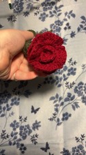 Crochet Rose Key Chain Handmade Bag Charm Flower Pendant