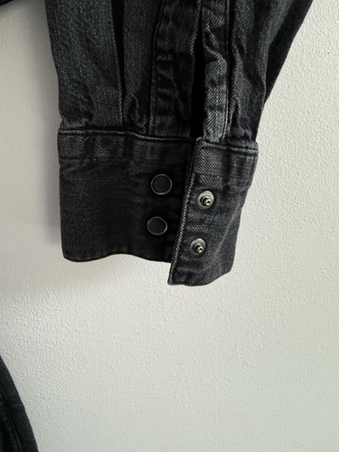 Levis Shirt Mens Medium Black Denim Western Long Sleeve Popper Cowboy Standard - Picture 10 of 14