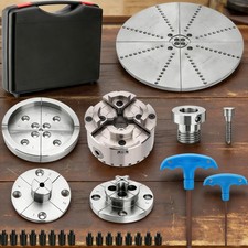 4 Inch Wood Lathe Chuck Set 1" x 8 tpi, Self Centering 5 Jaw Wood Turning Chuck