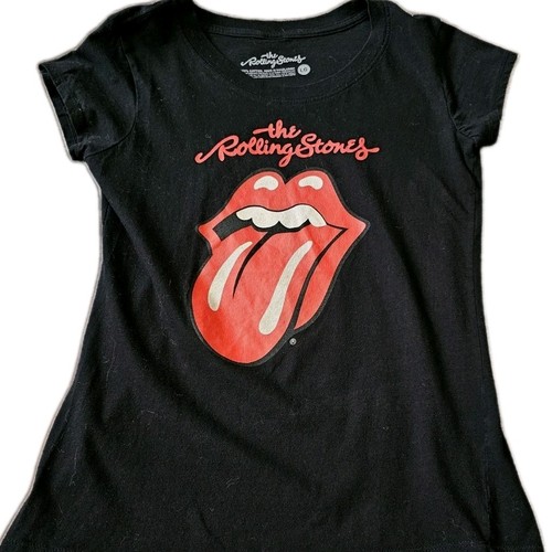 Rolling Stones Tongue Logo Band T Shirt Black Women’s Large 100% Cotton Rock Tee - Picture 1 of 5