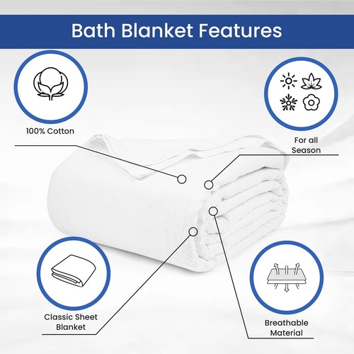 Linteum Textile Cotton Blended Hospital Patient Bath Blanket, Bed Bath Sheet,... - Picture 3 of 7