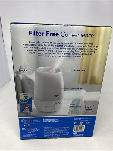 Vicks 1 Gallon Filter Free Cool Mist Ultrasonic Humidifier See Description! - Picture 5 of 11