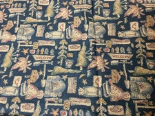 Country Primitive American Style Welcome Fabric Textile Cloth 2 + yds Vintage