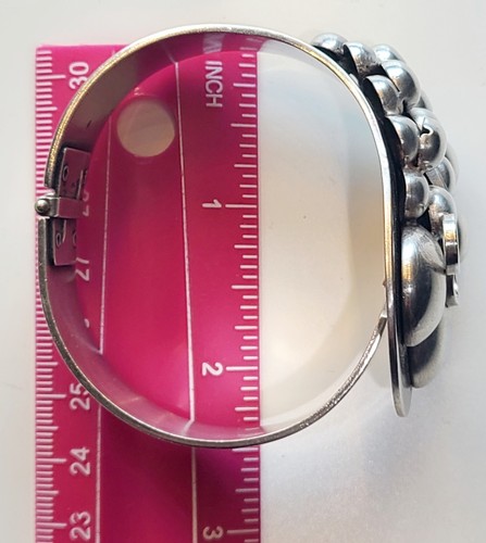 Vintage Art Nouveau Deco Sterling Silver 64 Gram Grape Wide Hinged Bracelet - Picture 6 of 6