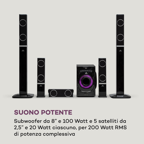 Areal 825 - Sound System 5.1, Impianto Home Cinema 5.1, 200 Watt Di Potenza RMS, - Foto 4 di 12