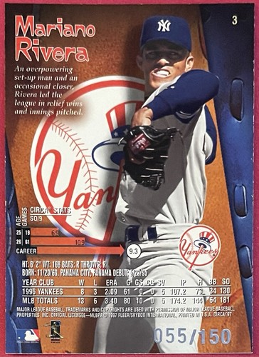 Mariano Rivera 1997 Circa Rave #3 /150 #D 055/150 Yankees - Picture 2 of 2