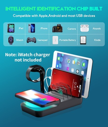 70W Charging Station 5 in 1 Fast Dock w/ Wireless & USB C PD for iPhone iPad - 第 3/9 張圖片