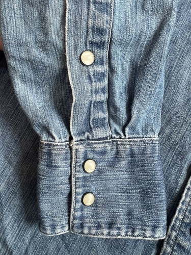 Vintage Polo Ralph Lauren Jeanshemd Perlen Druckknopf Western Größe Small - Bild 4 von 5