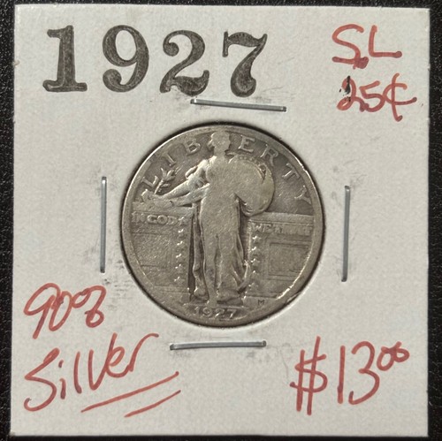 1927 Standing Liberty Quarter 90% Silver 25c Coin - Circulated Looks G (#894) - Picture 3 of 4