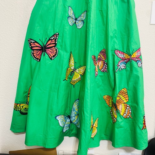 Neu mit Etikett Fanm Mon Papiyon besticktes Kleid in Kelly Green - Größe Small - Bild 12 von 15