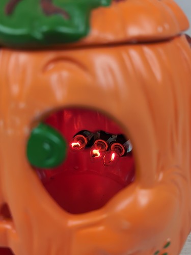 Vtg 12" Stoneware Halloween Pumpkin Sound Activated Laughing, Flickering Lights - Picture 3 of 9