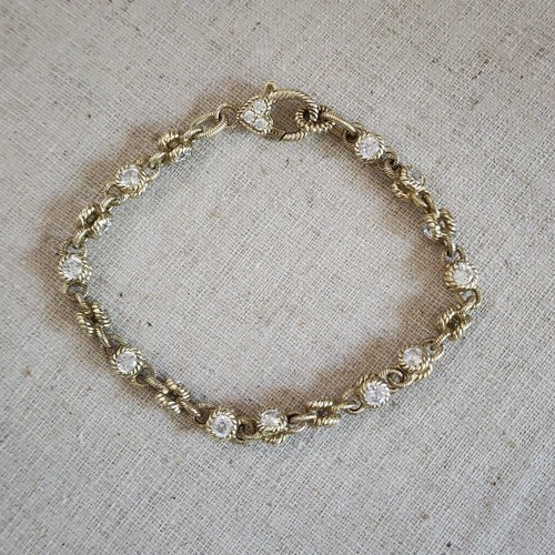 Judith Ripka gold plattiert Sterlingsilber CZ Link Tennis Armband 7,5" DS