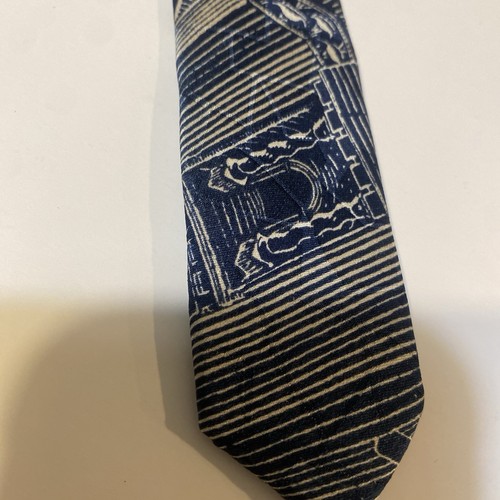 Luciano Gatti Tie Silk Made In Italy Cathedral Blue White Red 56.5 Inch X 3.75 - Picture 11 of 23
