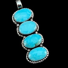 Turquoise vertical bar Pendant Sterling silver Navajo handmade Marie Bahe 535