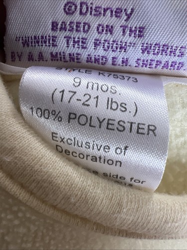 Vintage Pooh 100 Acre Collection 9 Month Y2K Tigger Piglet Fleece Romper Yellow - Picture 5 of 7