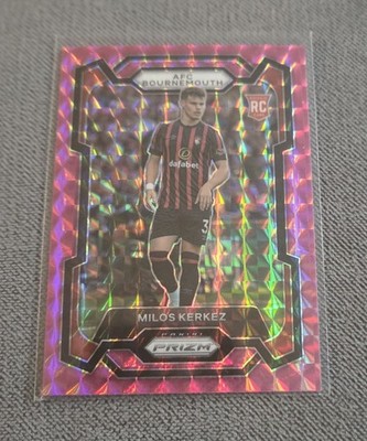 EPL Panini Prizm 2023 Milos Kerkez #239 Pink Mosaic Rookie