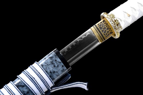 Handgefertigtes Japanisches Wakizashi aus T10-Stahl, tonvergütet, mit Marmor-Say - Picture 1 of 13