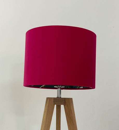 Lampshade Hot Pink Velvet Teal Lemur Gecko Jungle Drum Light Shade - Picture 14 of 16