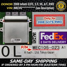 ✅ ECU ECM 08 Infiniti G37S 3.7L RWD Engine Control Module Unit EBX Computer OEM