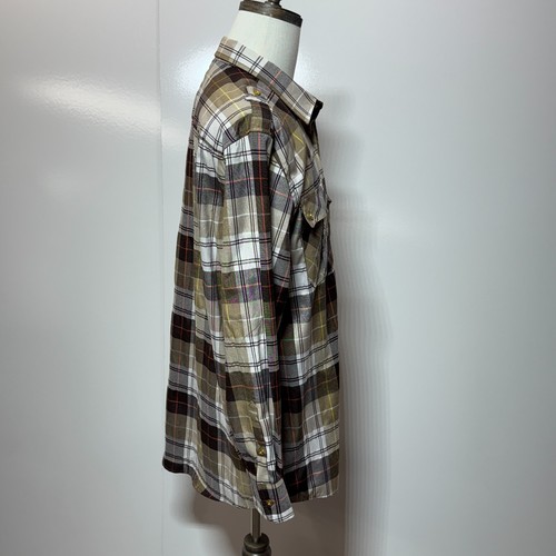 Red Ape Shirt Mens 2XL Tan White Yellow Plaid Western Cowboy Pockets Long Sleeve - Picture 4 of 9