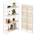  No Assembly Folding Bookshelf for Living Room,Collapsible Book 4-tier White