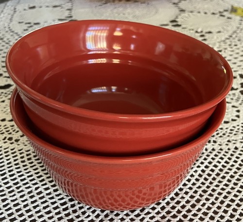 Zwei (2) Rachael Ray 6” x 3” Double Ridge Müslischalen ROT - Bild 2 von 7