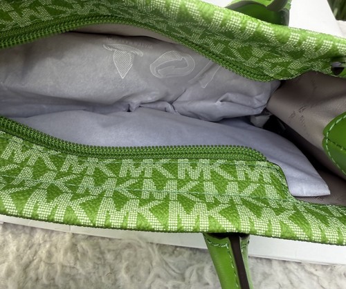 Michael Kors Mirella Small Shopper TZ Tote Crossbody Jungle Green Ombré mk logo - Picture 7 of 8