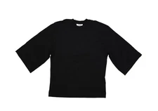 COS Shirt Womens XS Black Organic Cotton 3/4 Kimono Sleeve Crew Neck Top Boxy