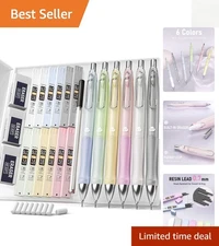 6PCS Ambidextrous Pastel Mechanical Pencil Set - Smooth Writing & Easy to Carry