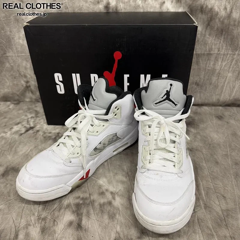 Baskets blanches Supreme x Nike Air Jordan 5 RETRO 824371 101/28,0 taille US 10 d'occasion