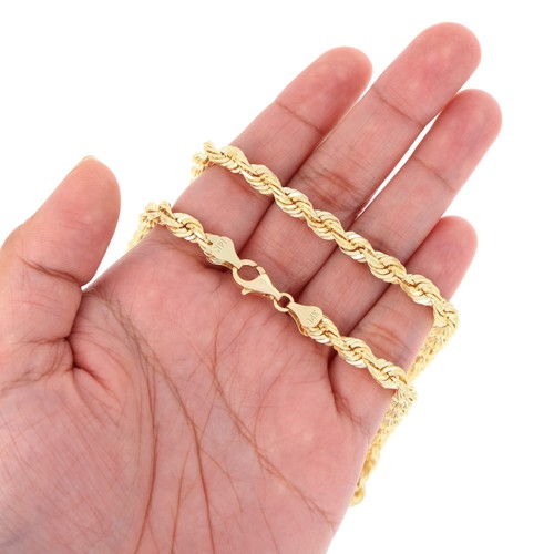 Brazalete de eslabones de cadena italiano genuino cuerda corte diamante 6 mm oro amarillo 14k para hombre 8" - Imagen 5 de 12