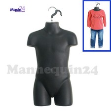 Mannequin Child Black Torso - Kids' Hanging Dress Form -Hollow Back Hard Plastic