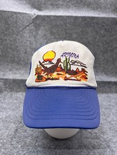 Arizona Desert Cactus Hat Cap Snap Back Adult One Size Blue Poly Hatch Trucker