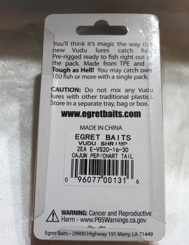 Egret Baits Baby Vudu Garnelen 2" Cajun Pfeffer/Chartreuse Schwanz E-VS20-16-30 - Bild 2 von 3