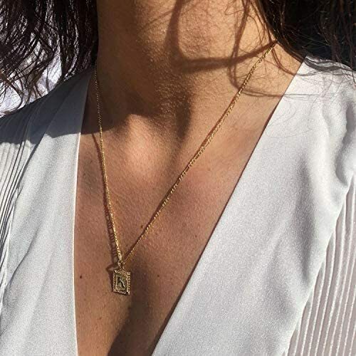 Initial Letter P Pendant Necklace for Men Women 18K Gold Plated