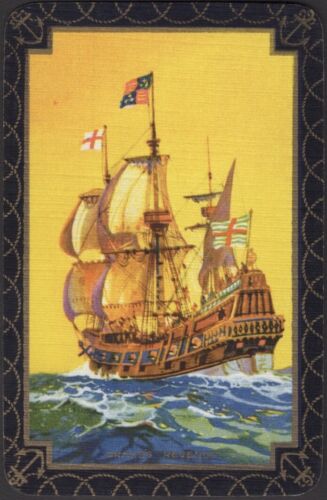 Playing Cards Single Card Old Vintage Named * DRAKE’S REVENGE * Galleon Ship Art