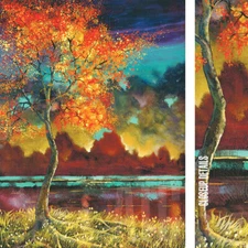 30W"x40H" TURQUOISE SETTING by FORD SMITH - ELONGATED TREES CHOICES of CANVAS