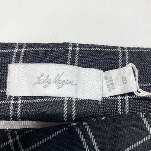 Lady Hagen Shorts Womens 8 Bermuda Golf Midrise Plaid Black White Preppy NEW - Picture 8 of 9