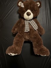 Brown Teddy Bear Plush Large 25  Tall White  Brown Scarf Teddy Bear Co. New