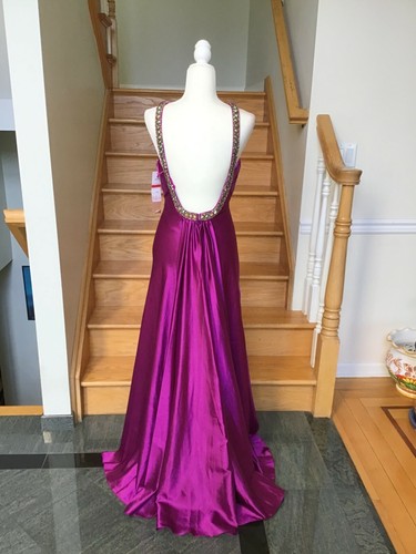 Neu FAVIANA 6741 Charmeuse pflaume langes festliches Ballkleid PAGEANTKLEID Gr. 8 - Bild 4 von 6