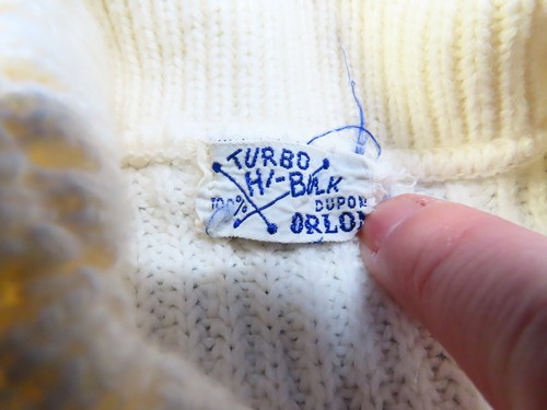 Vintage TURBO HI-BULK Dupont Orlon Acrylic IVORY BABY SWEATER Cardigan SZ 6-9 M - Imagen 2 de 6