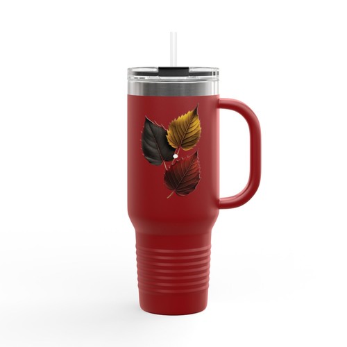 Leaves Insulated Travel Mug, 40oz Fall Coffee Cup, Beverage Container, Cute Mug - Foto 7 di 29