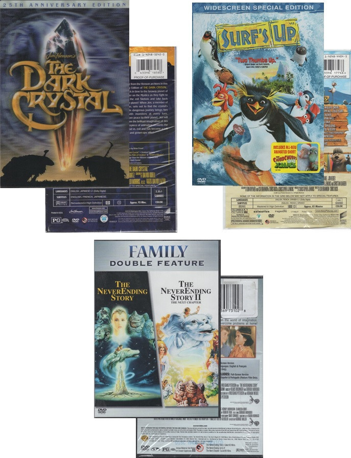 Epic Fantasy DVD Bundle: Dark Crystal Surf's Up NeverEnding Story 1 & 2