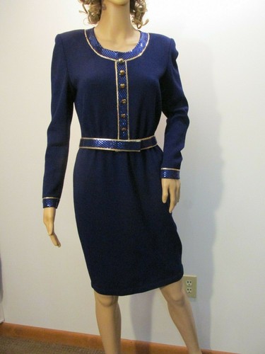 Blue Embellished Sheath Dress 